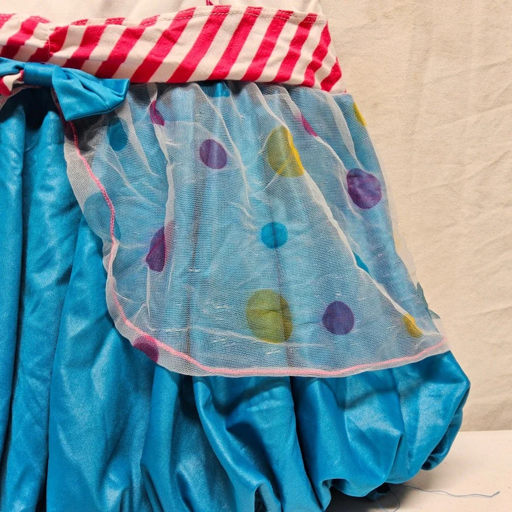 Spirit Halloween Dotsy Clown Costume Dress Girls XXL 14-16 White Blue Polka Dot - Picture 8 of 10